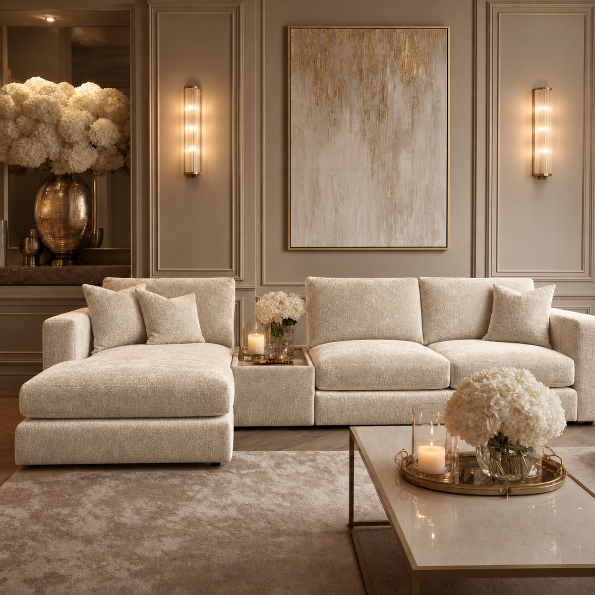 Cleo Luxe Chenille Pearl Sofa Range
