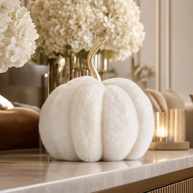 Cream Faux Fur Pumpkin