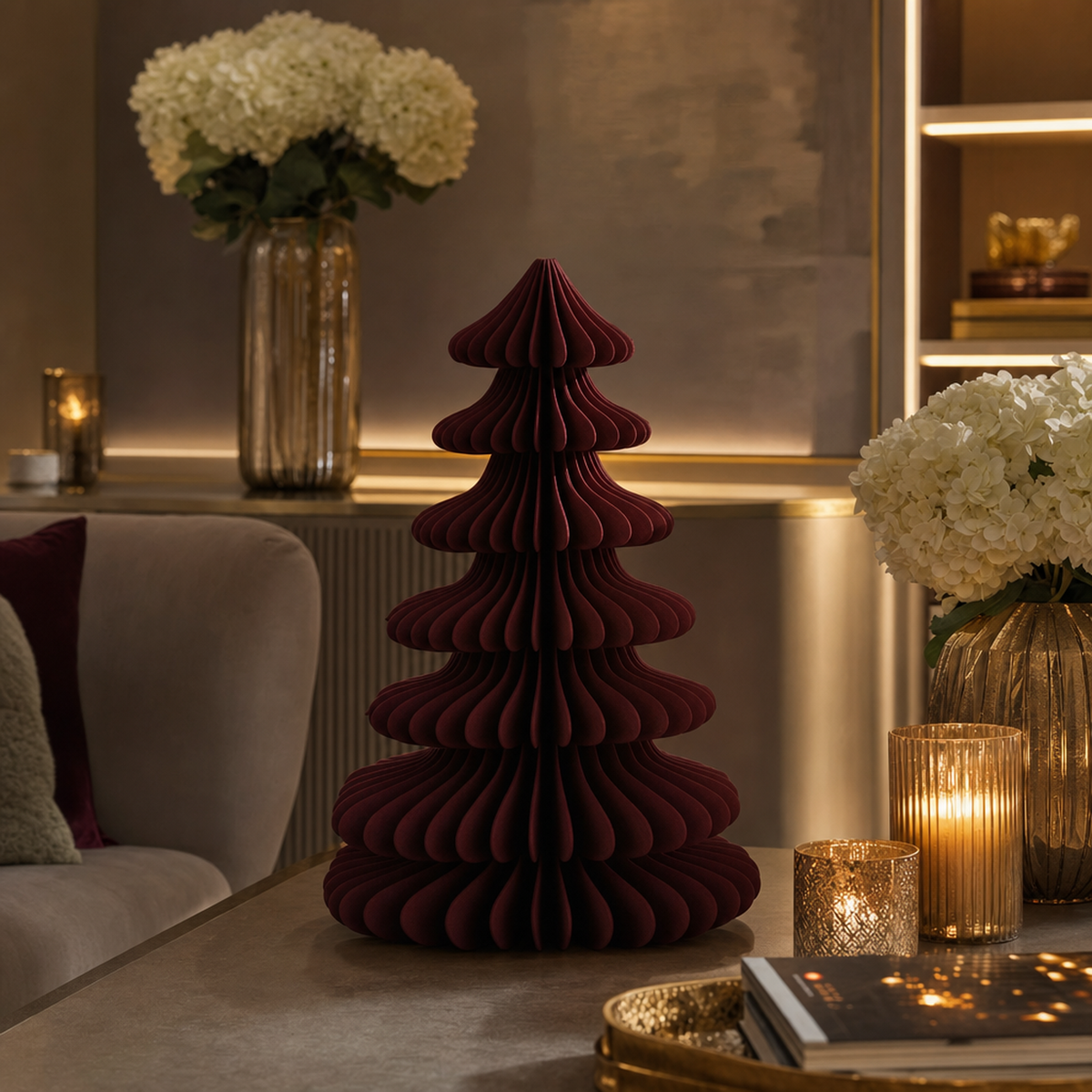 Large Burgundy Paper Christmas Tree Ornament