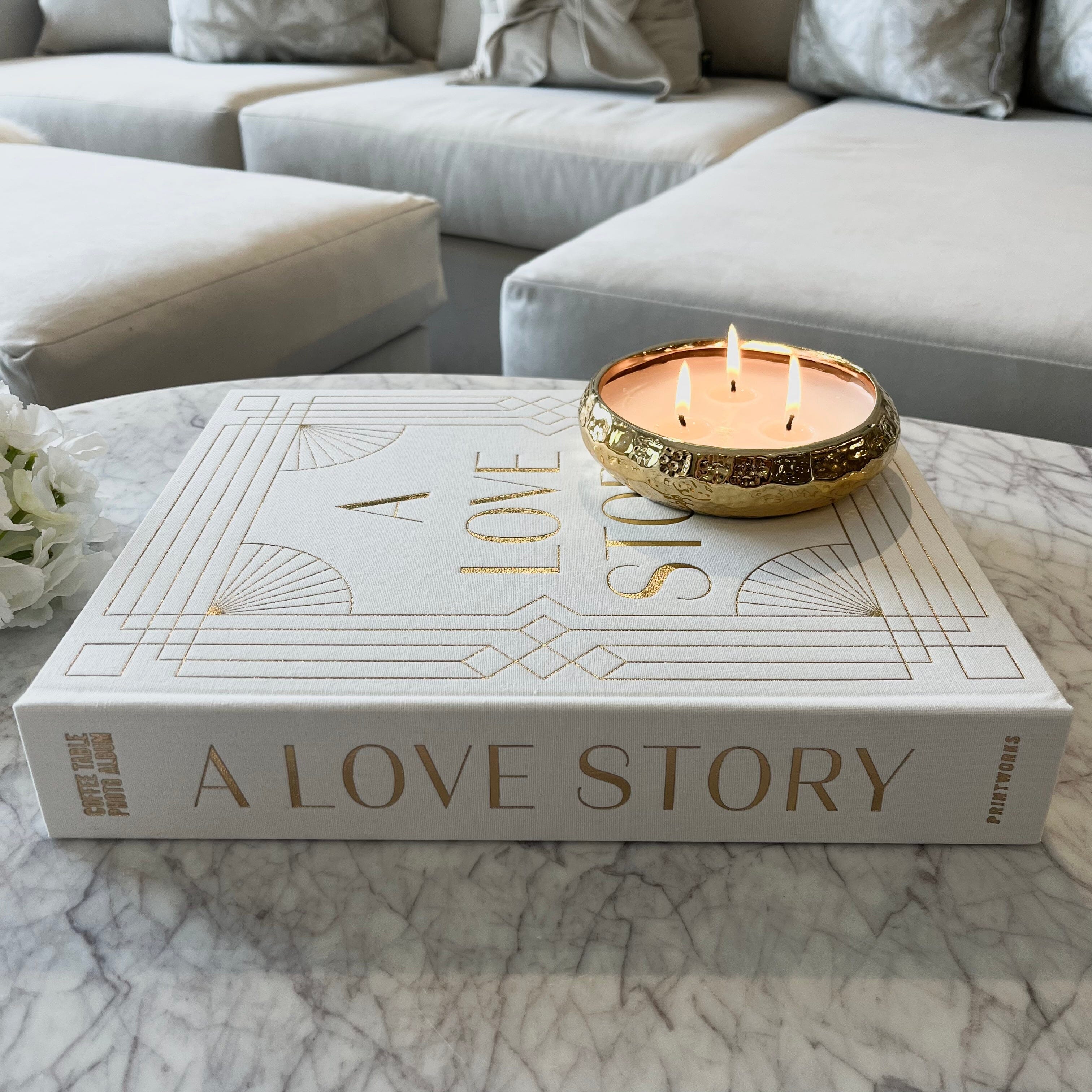 'A Love Story' Cream & Gold Luxury Wedding Photo Album Accessories