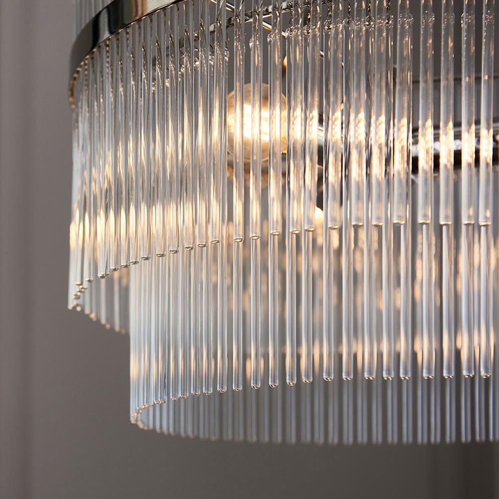 Abella 3 Light Silver & Glass Pendant Ceiling Light Lighting