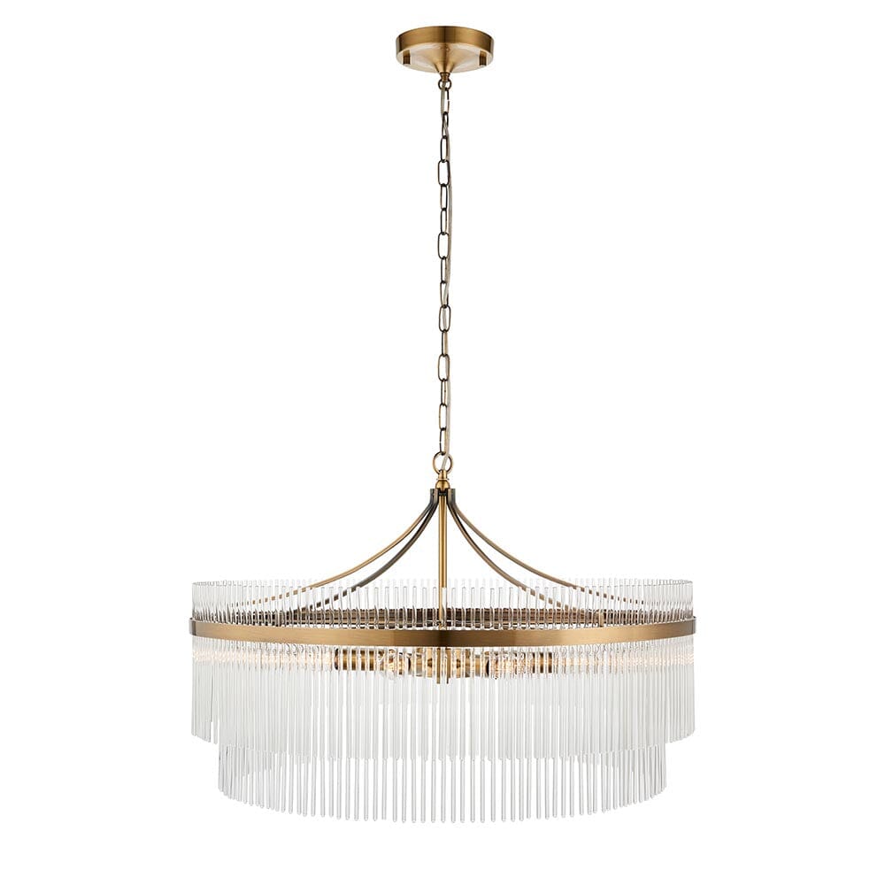 Abella Large 7 Light Gold & Glass Pendant Ceiling Light Lighting