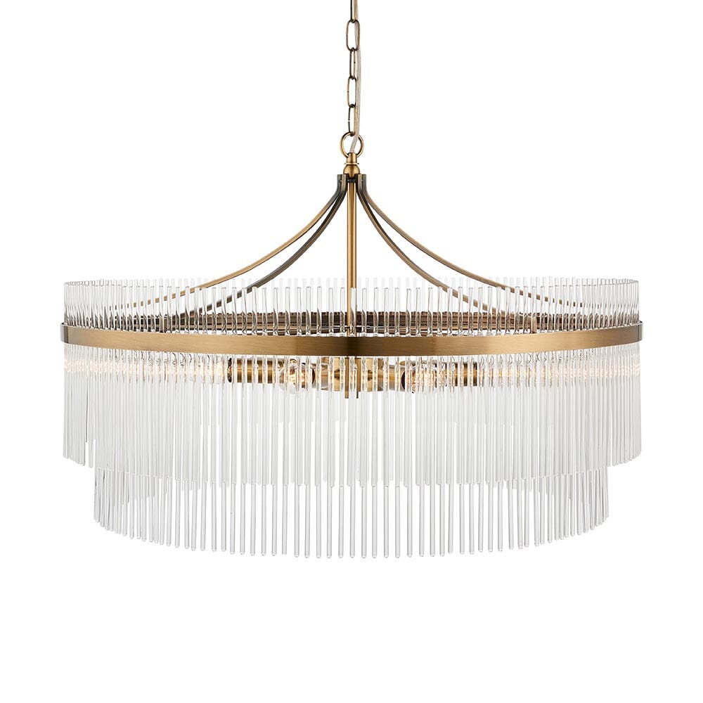 Abella Large 7 Light Gold & Glass Pendant Ceiling Light Lighting