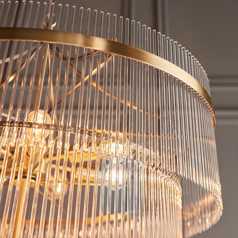 Abella Large Light Gold 16 Light Tiered Pendant Ceiling Light Lighting