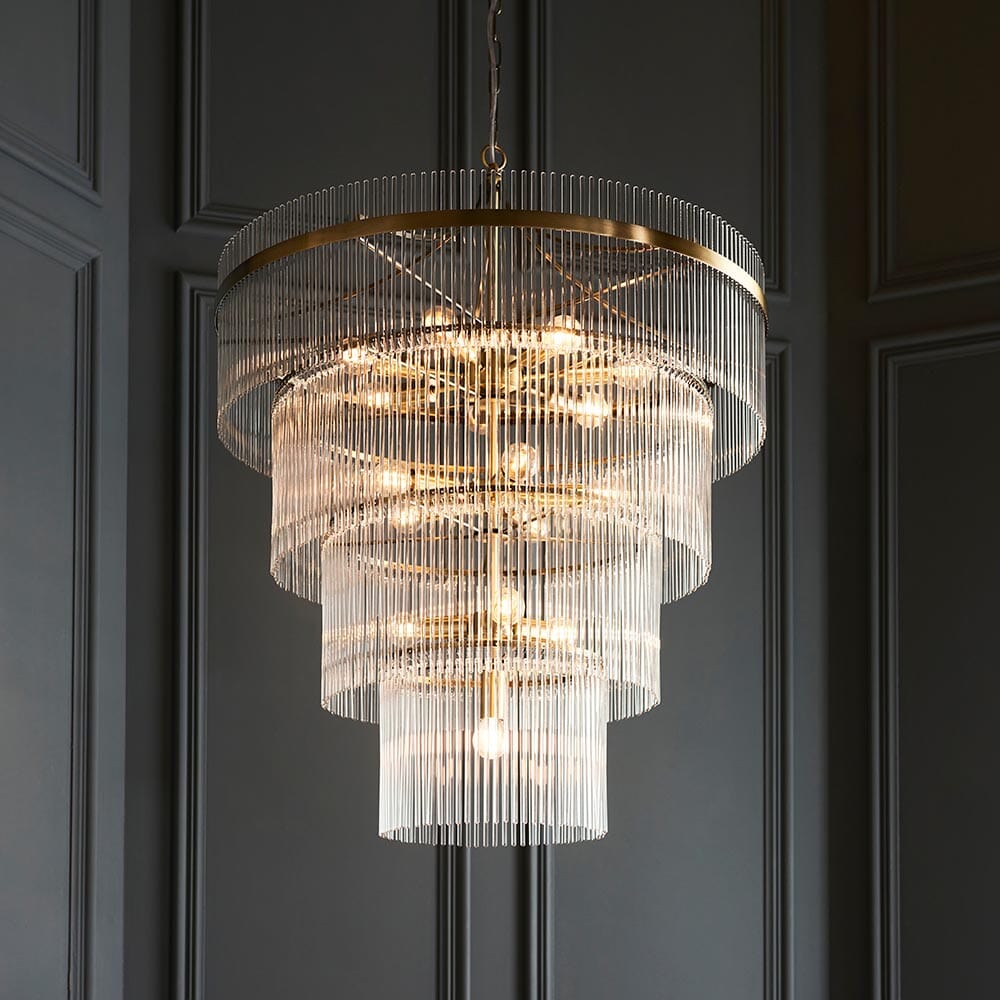 Abella Large Light Gold 16 Light Tiered Pendant Ceiling Light Lighting