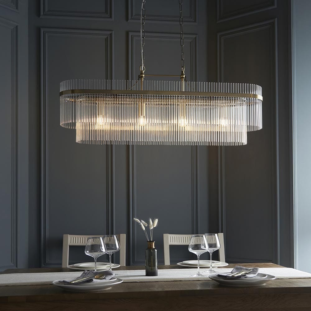 Abella Light Gold 4 Light Linear Pendant Ceiling Light Lighting