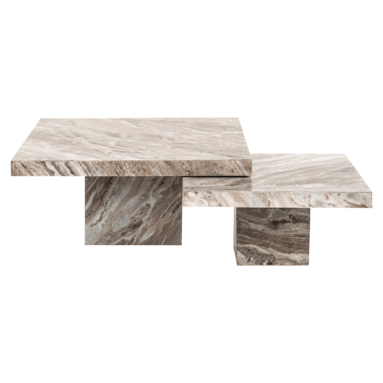 Abigail Warm Beige Marble Coffee Tables - Set of 2 Furniture