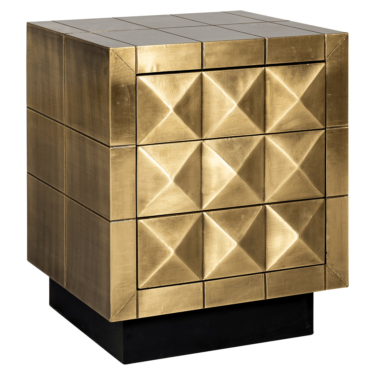 Abitha Luxury Brushed Gold 3 Drawer Bedside Table Furniture