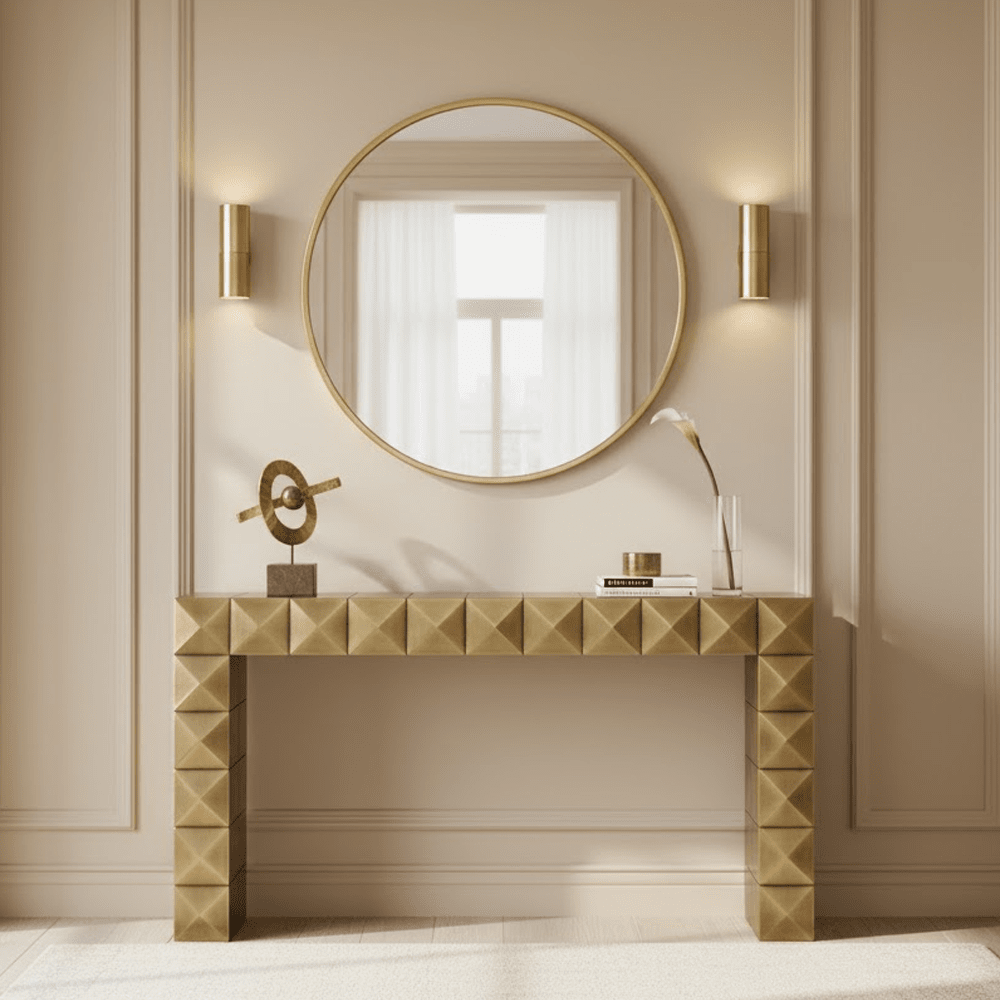 Abitha Luxury Brushed Gold Console Table Furniture