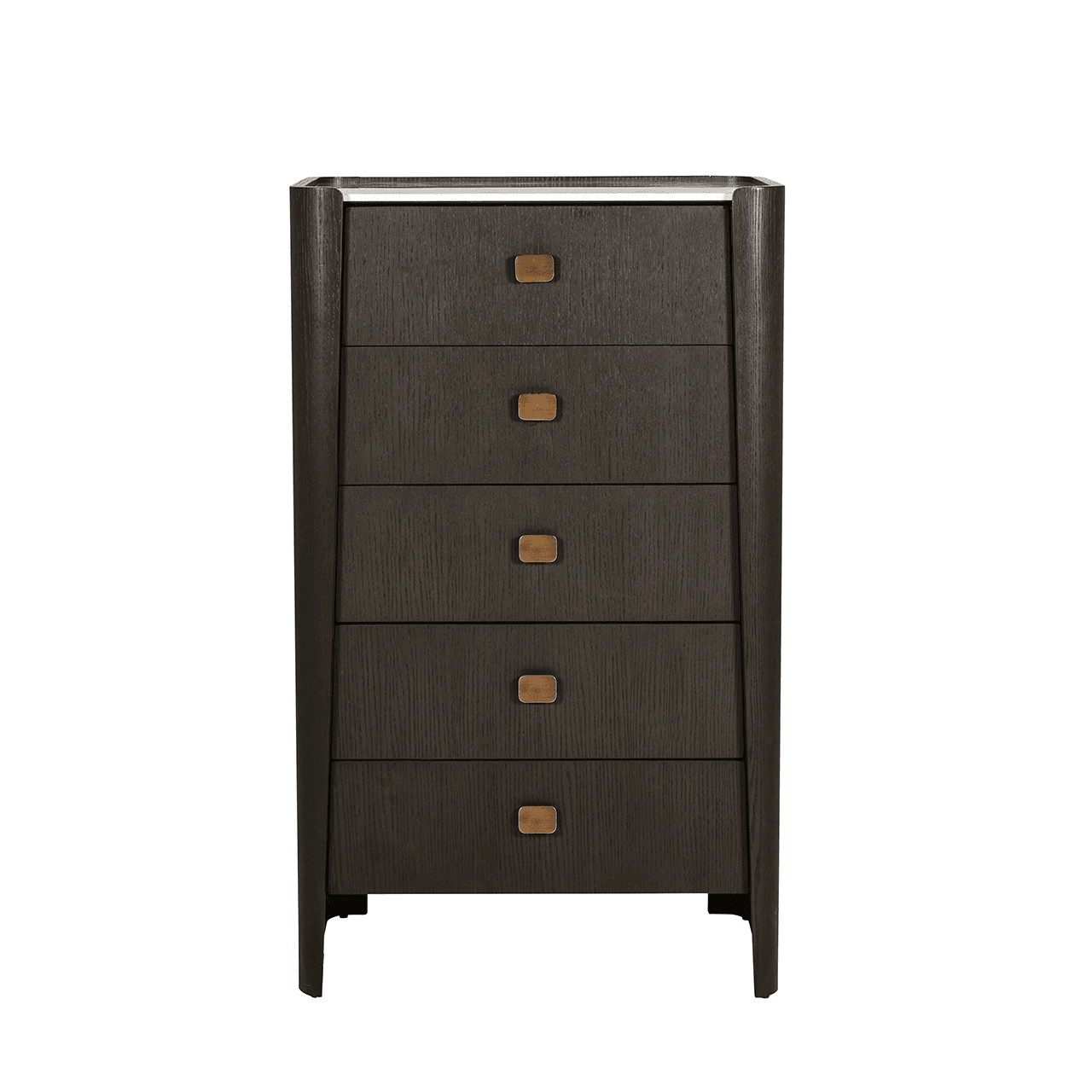 Adalynn Deep Brown Wooden 5 Drawer Chest with Faux Marble Top Furniture