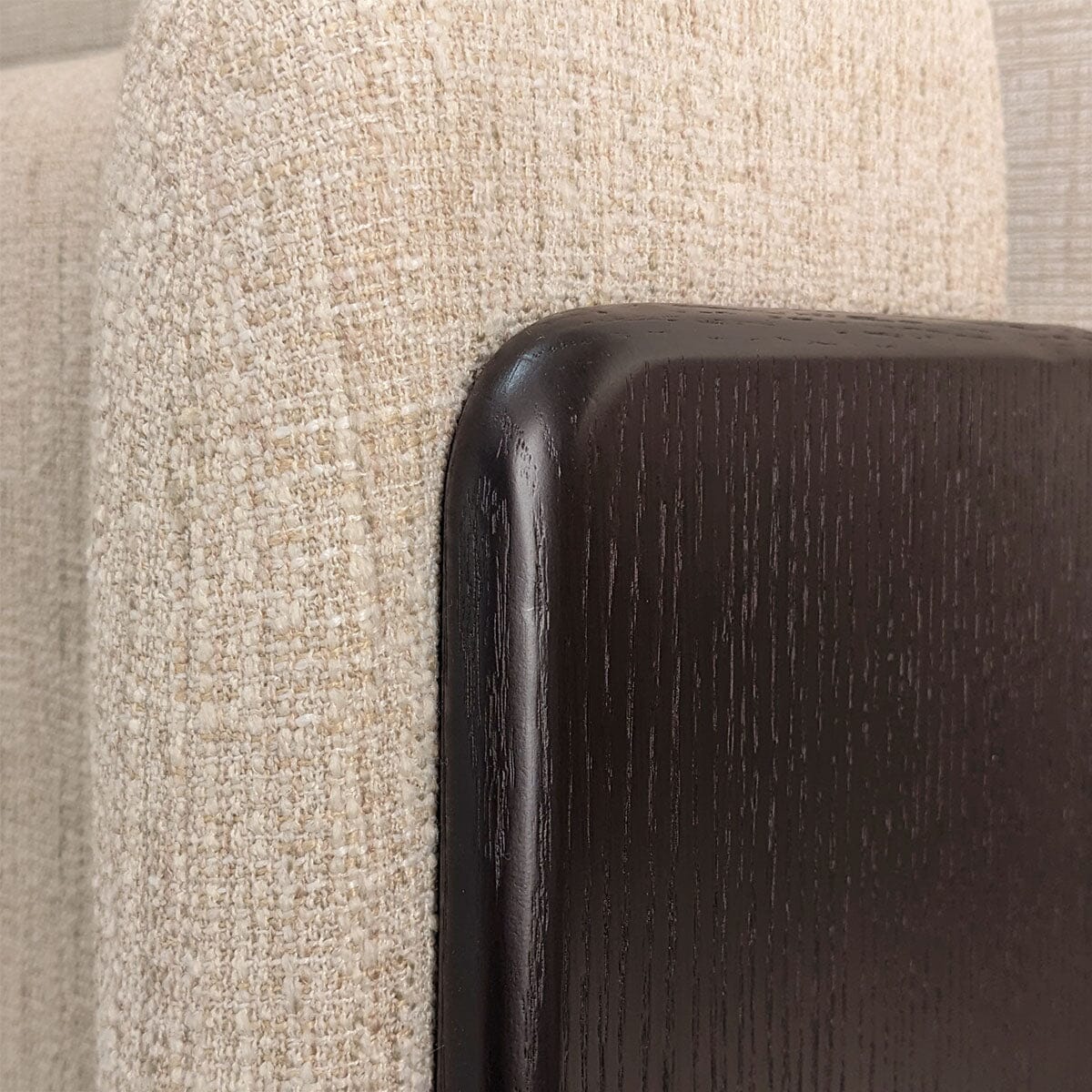 Adalynn Natural Textured Fabric Bed with Black Wooden Detail Beds and Headboards