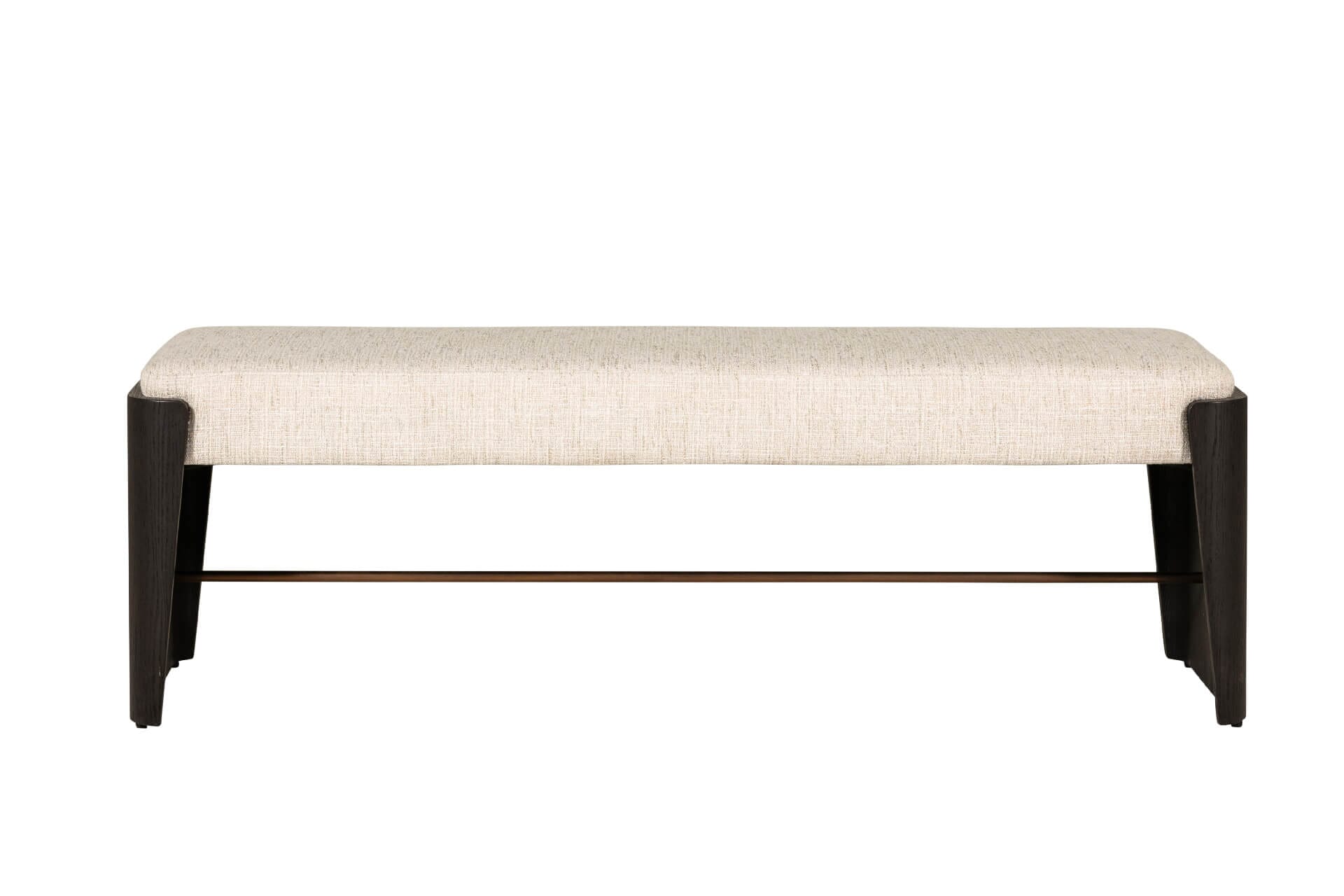 Adalynn Natural Textured Fabric Bench with Black Wooden Legs Furniture