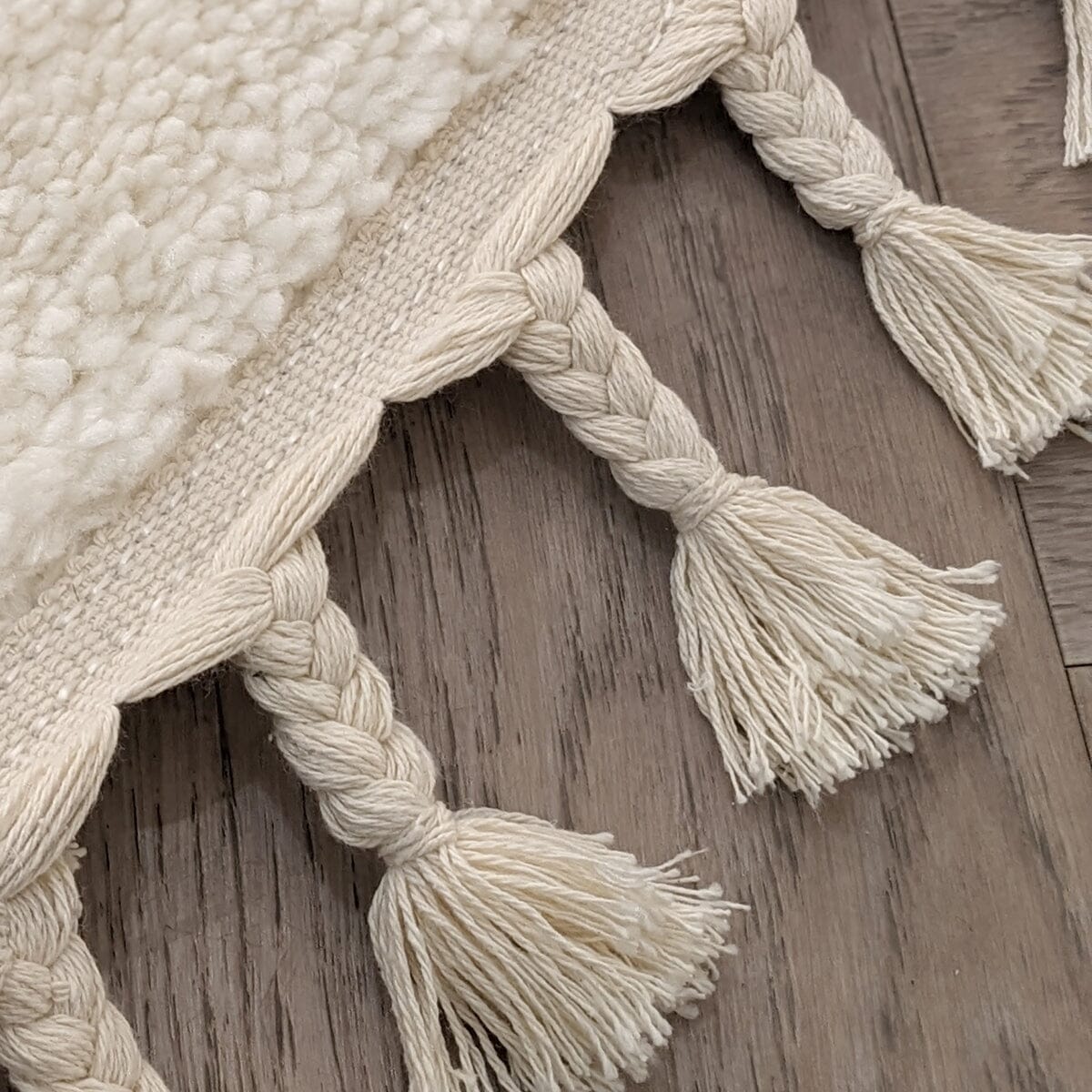 Adira Vanilla Shaggy Tasselled Geometric Rug Textiles