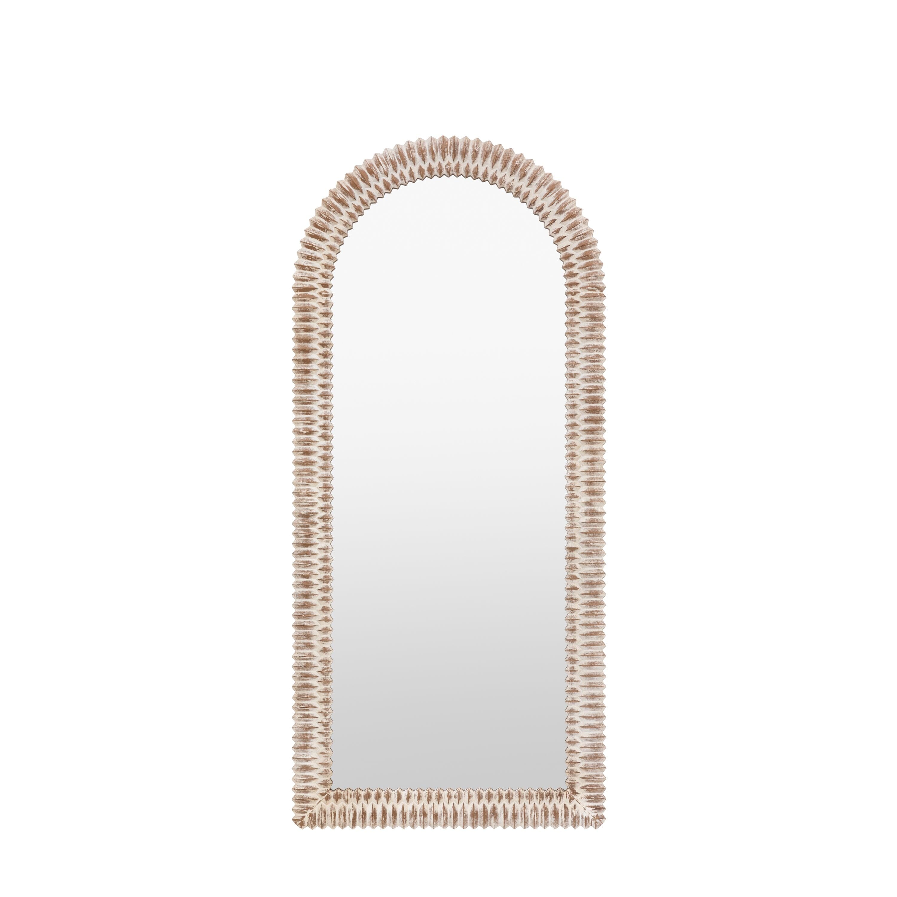 Agara Arched Leaner White Wash Distressed Textured Mirror Accessories