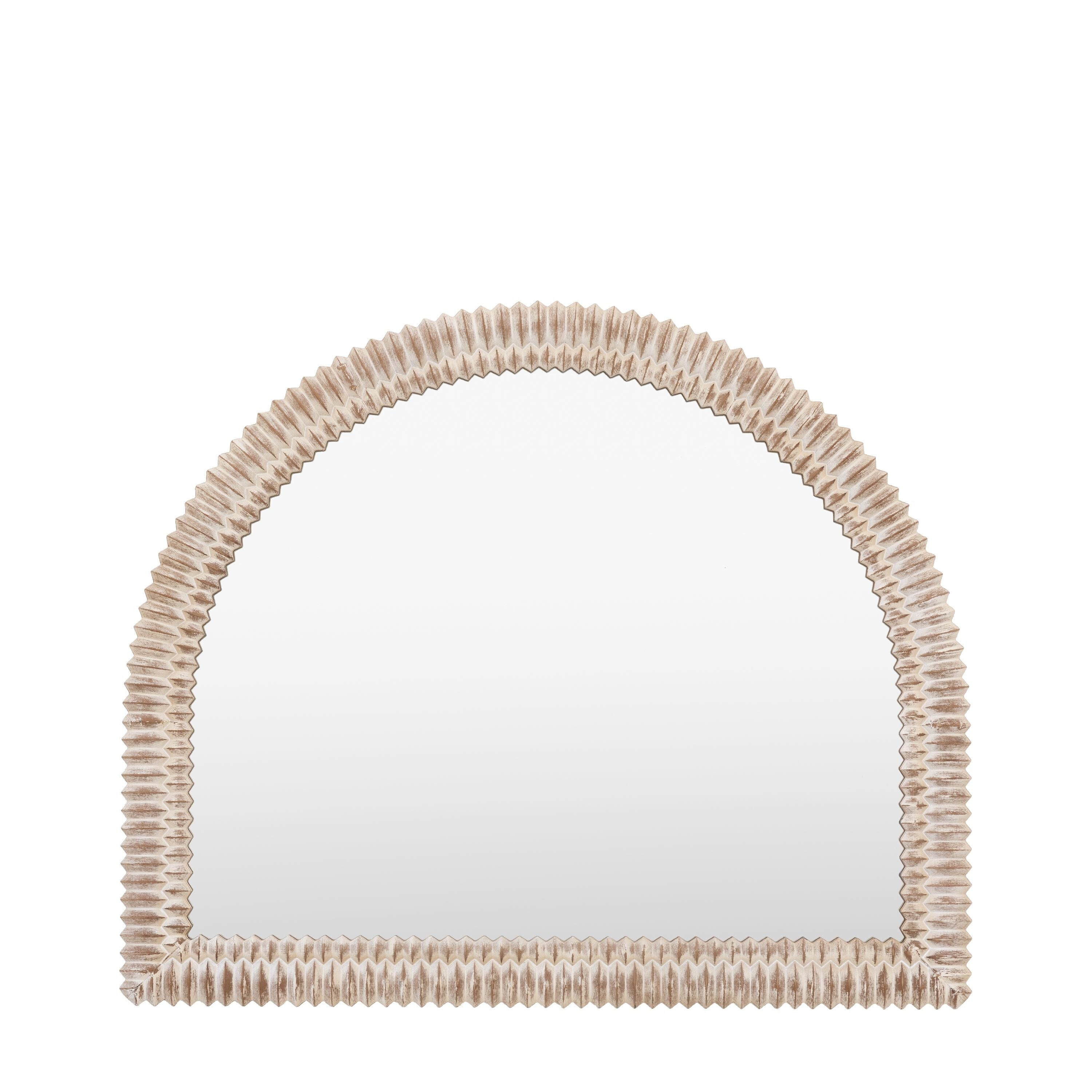Agara Arched Overmantle White Wash Distressed Textured Mirror Accessories