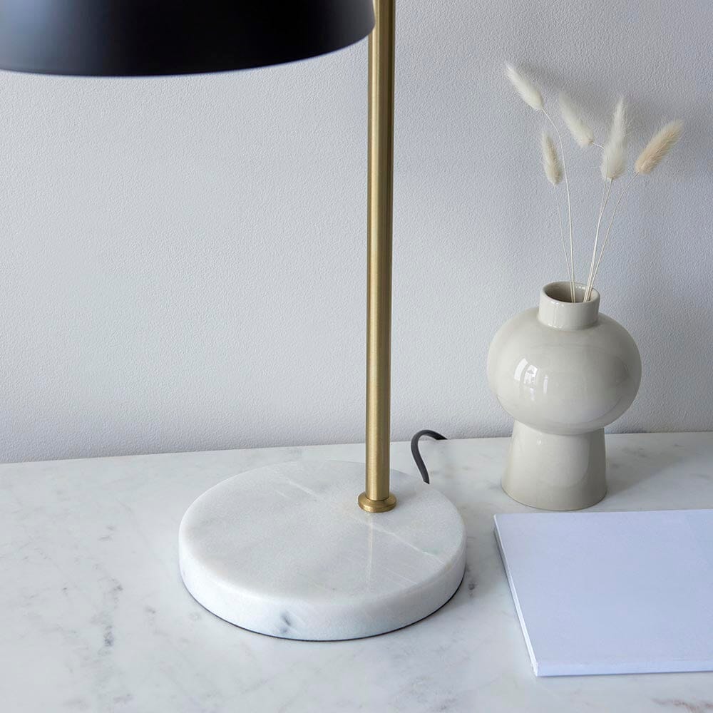 Aimee Black & Gold Task Table Lamp with Marble Base Lighting