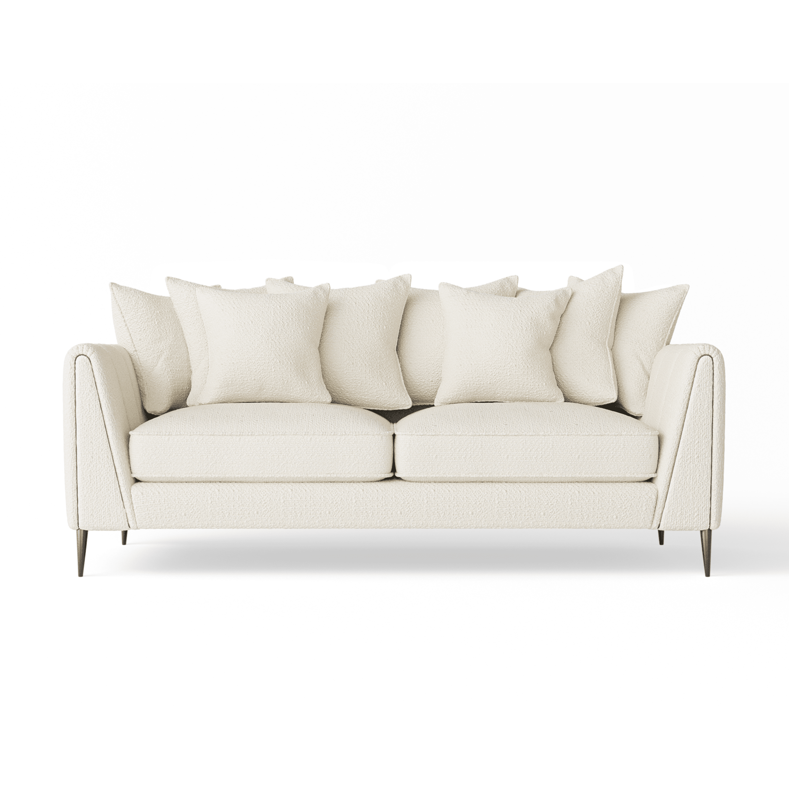 Alaina Cloud Bouclé Scatter Back 3 Seater Sofa with Black Legs Sofa