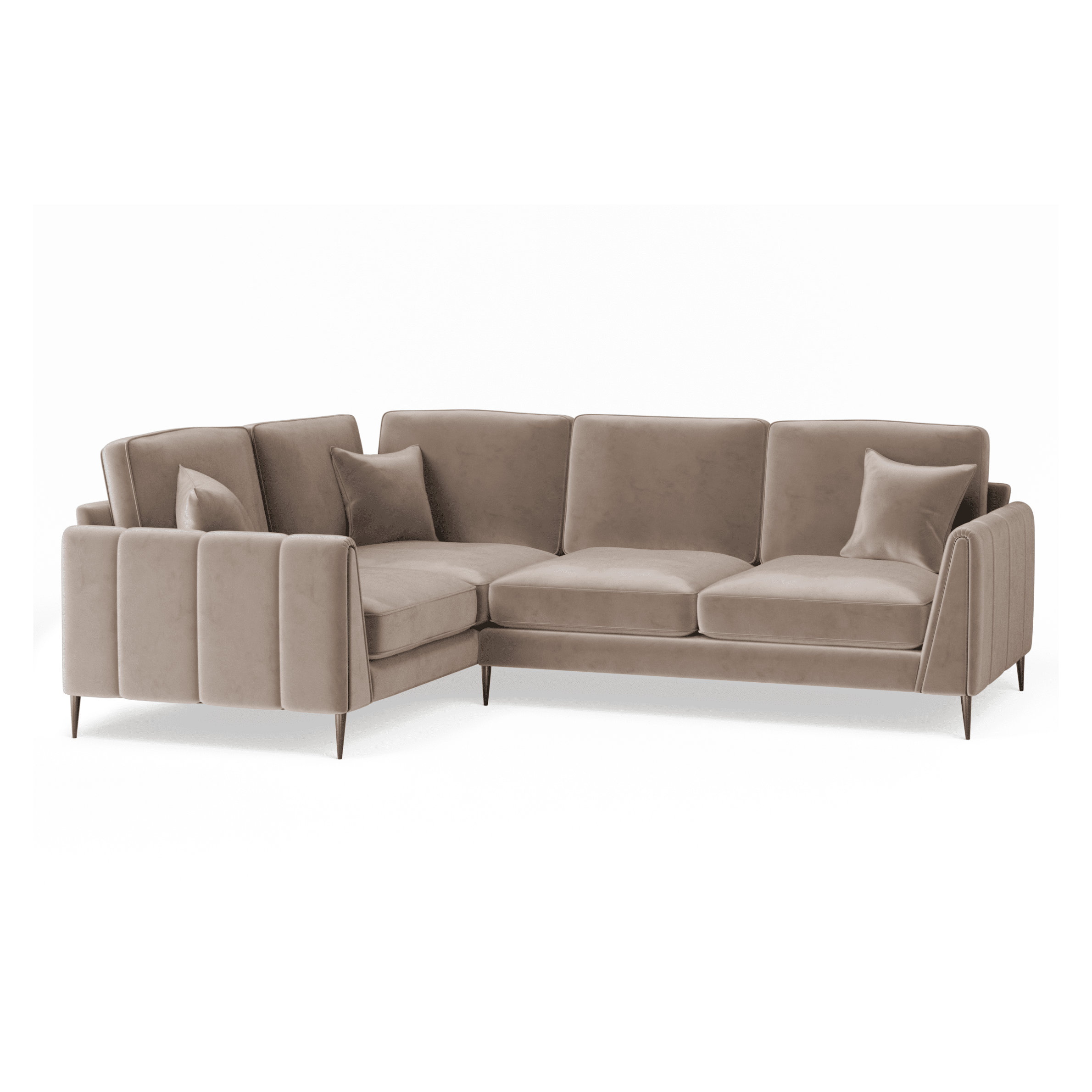 Alaina Mink Velvet Left Hand Facing Corner Sofa with Black Legs Sofa
