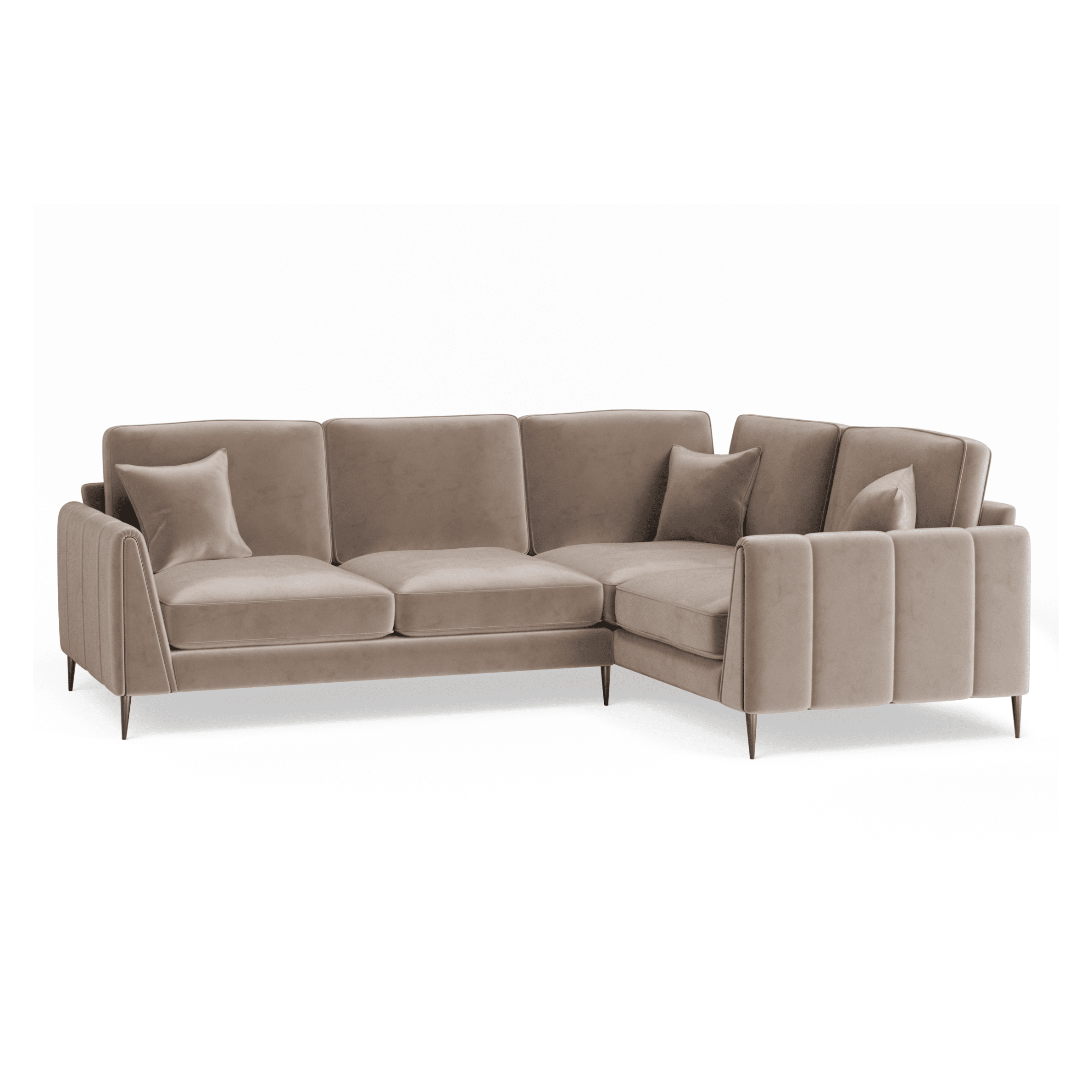 Alaina Mink Velvet Right Hand Facing Corner Sofa with Black Legs Sofa