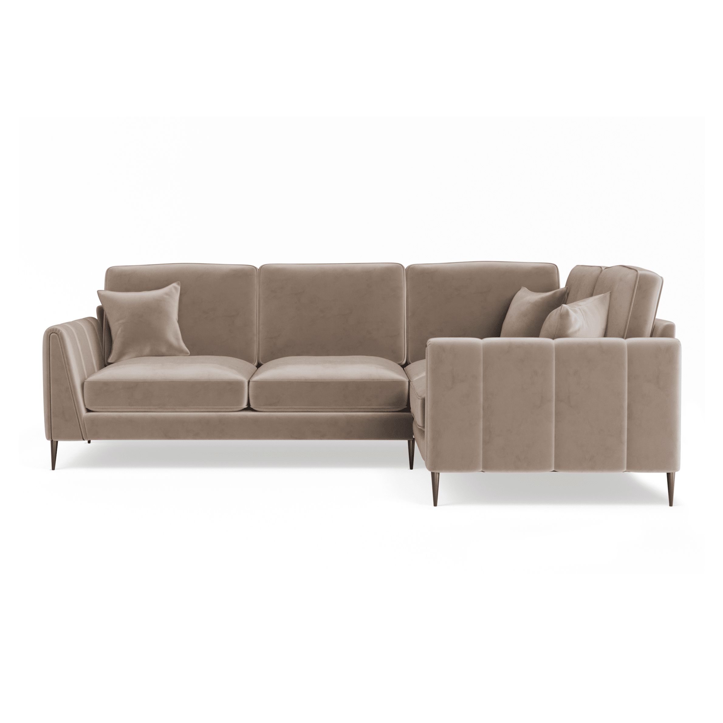 Alaina Mink Velvet Right Hand Facing Corner Sofa with Black Legs Sofa