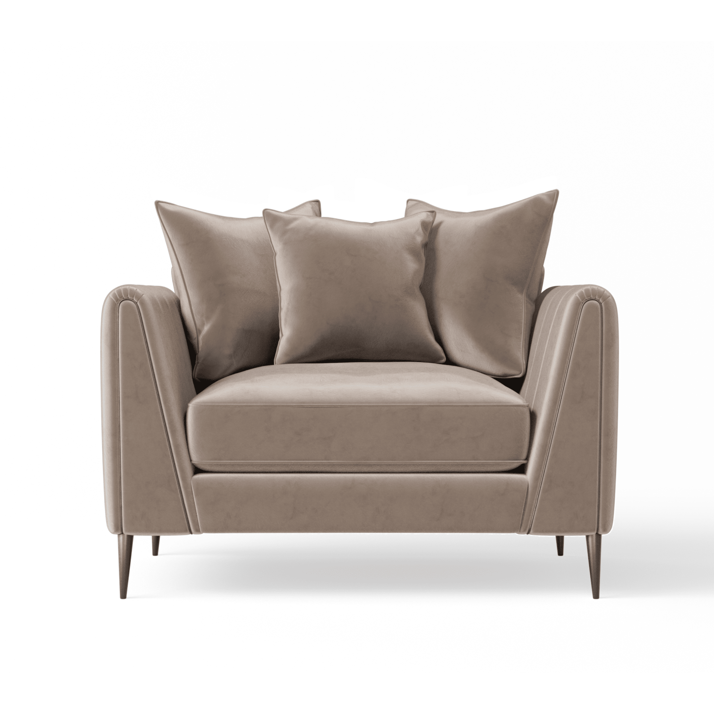 Alaina Mink Velvet Scatter Back Armchair with Black Legs Sofa