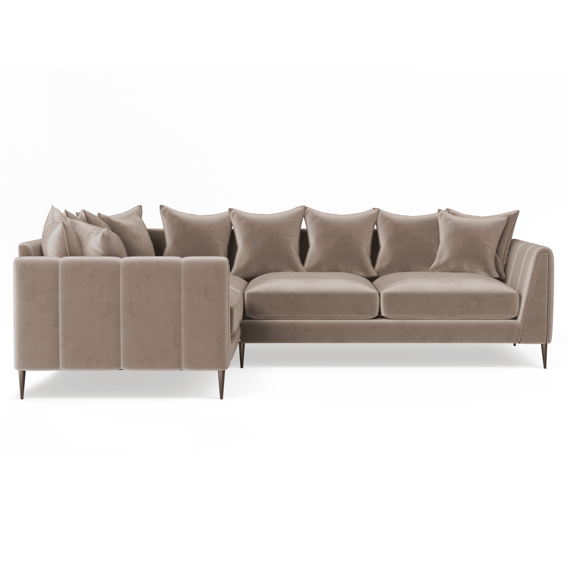 Alaina Mink Velvet Scatter Back Left Hand Facing Corner Sofa with Black Legs Sofa