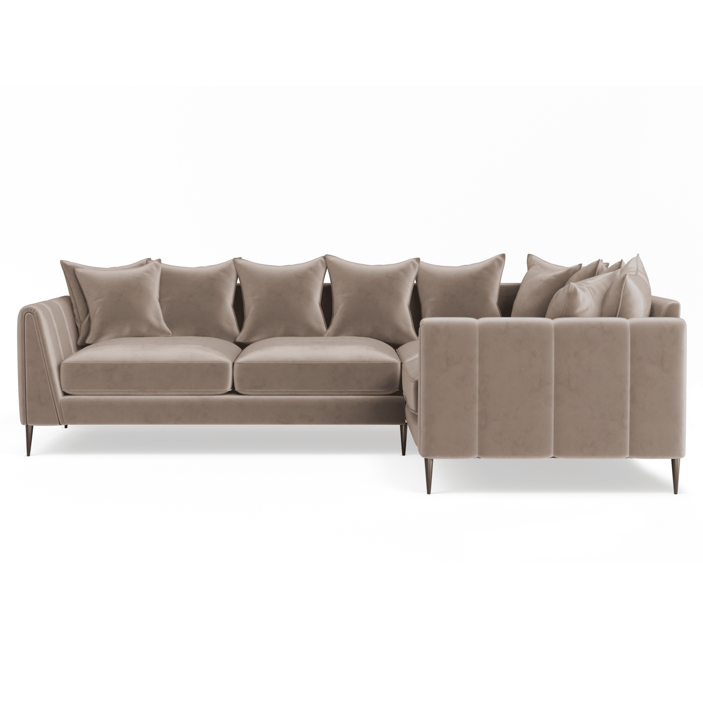 Alaina Mink Velvet Scatter Back Right Hand Facing Corner Sofa with Black Legs Sofa