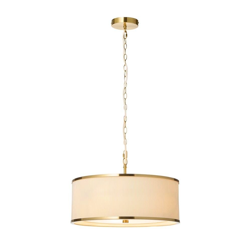 Alexis Cream Pleated & Gold 3 Light Ceiling Light Lighting