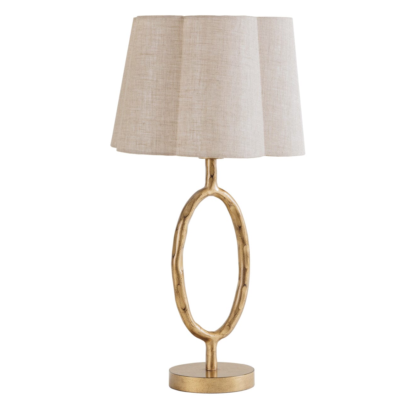 Alfie Gold Table Lamp with Scalloped Linen Shade Lighting