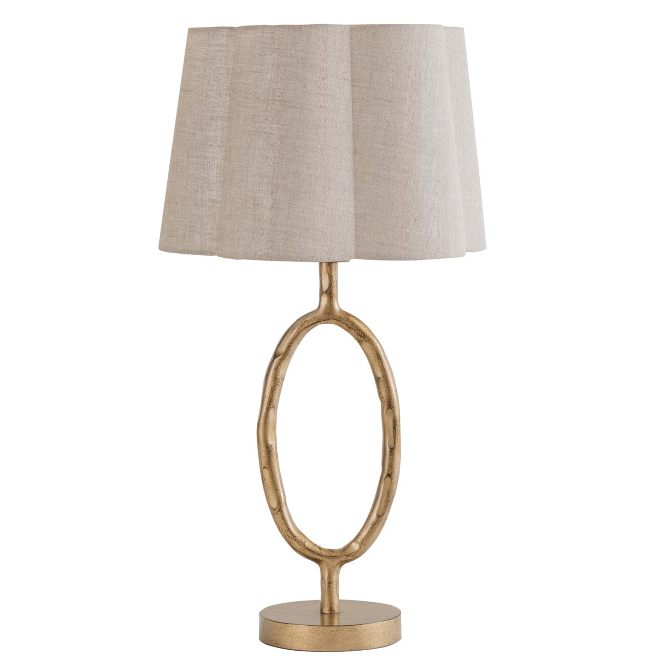 Alfie Gold Table Lamp with Scalloped Linen Shade Lighting