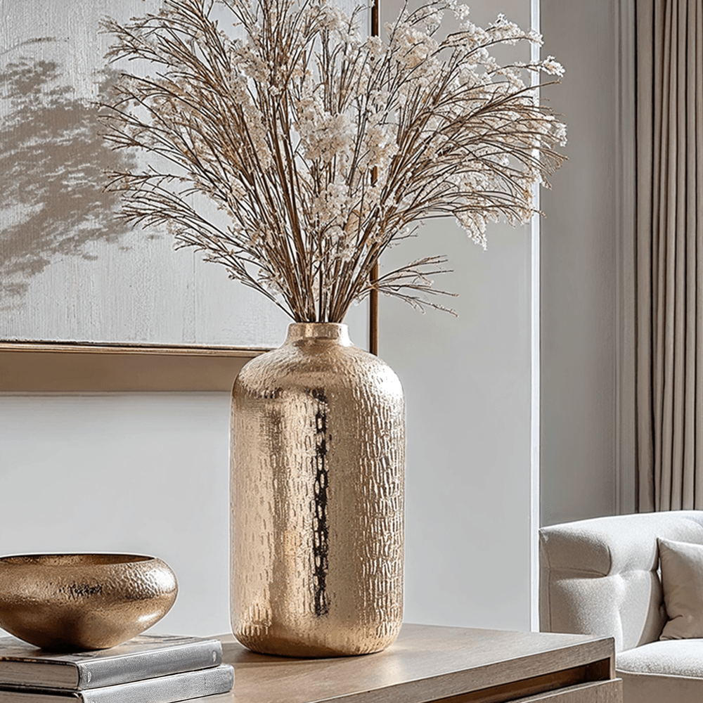 Alina Gold Hammered Metal Decorative Vase Accessories