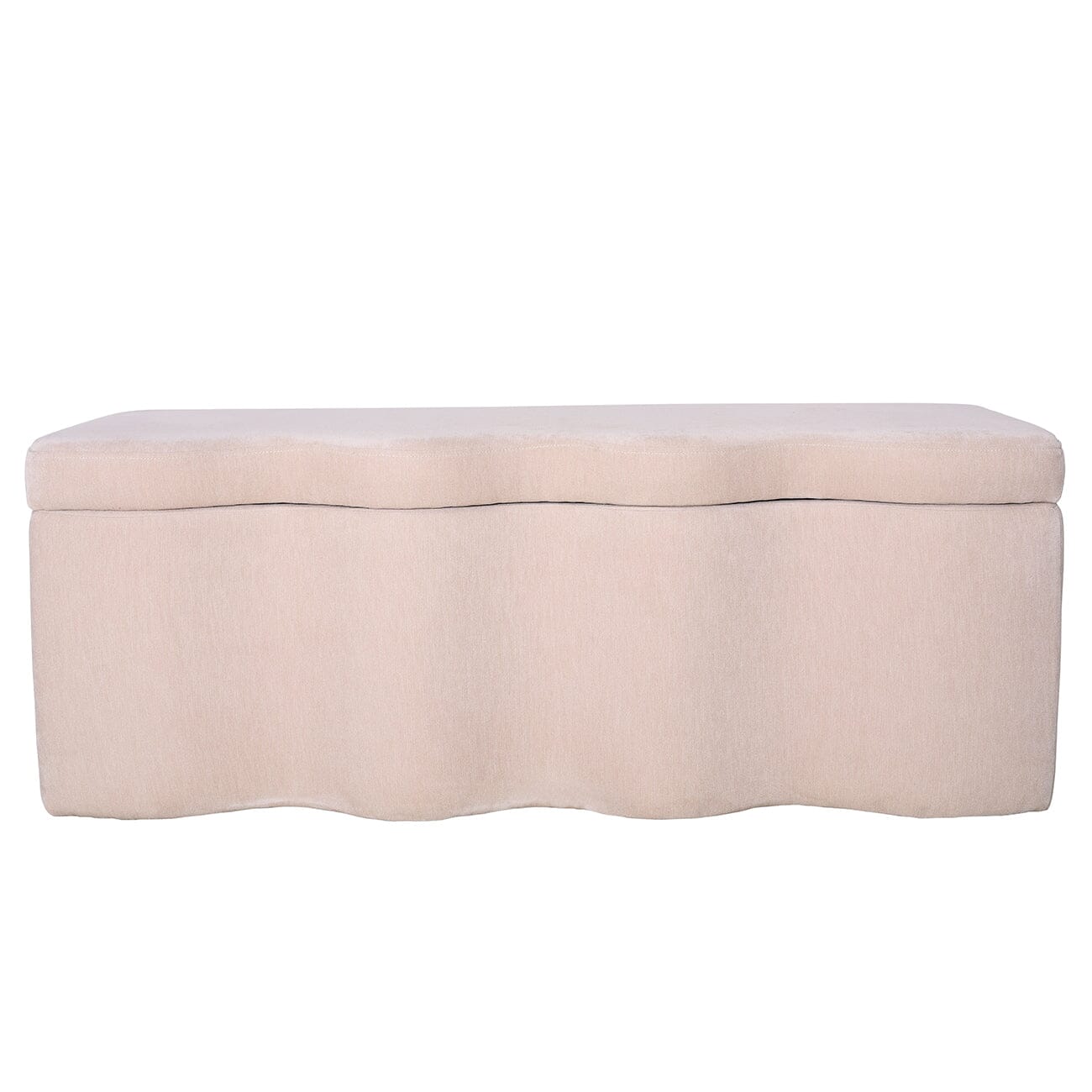 Alissia Warm Stone Velvet Squiggle Edge Storage Bench Furniture