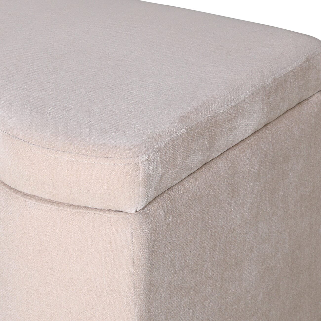 Alissia Warm Stone Velvet Squiggle Edge Storage Bench Furniture
