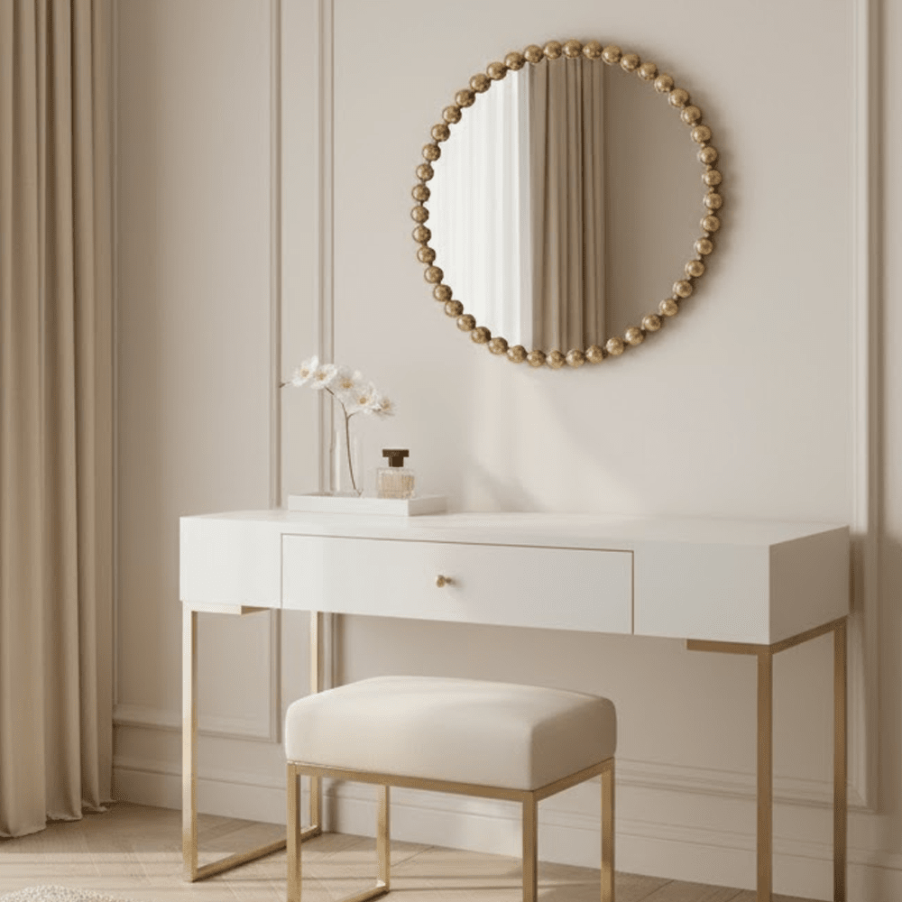 Allure Gold Round Beaded Wall Mirror Accessories