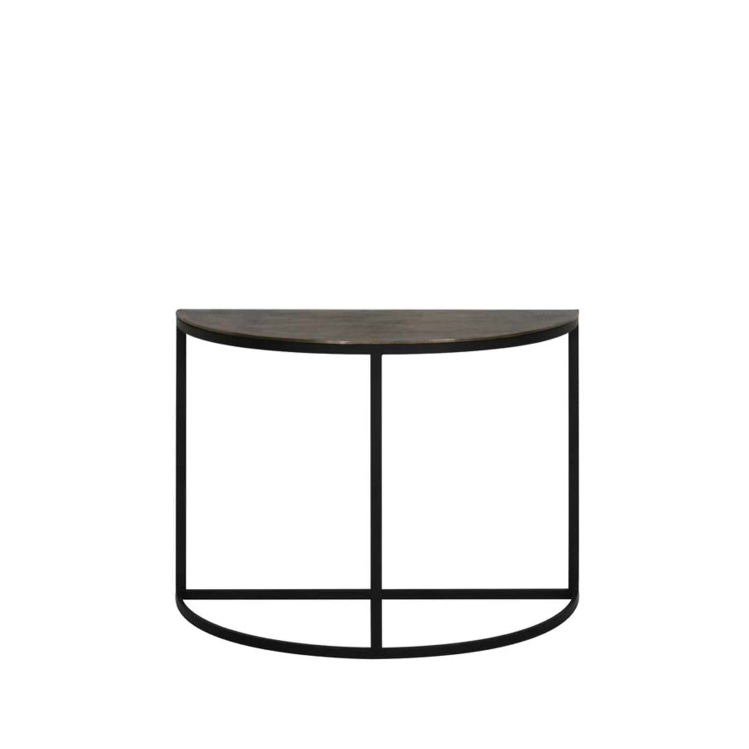 Alon Black Metal Half Moon Console Table with Bronze Top Furniture