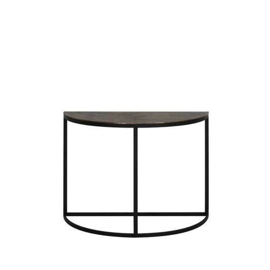 Alon Black Metal Half Moon Console Table with Bronze Top Furniture