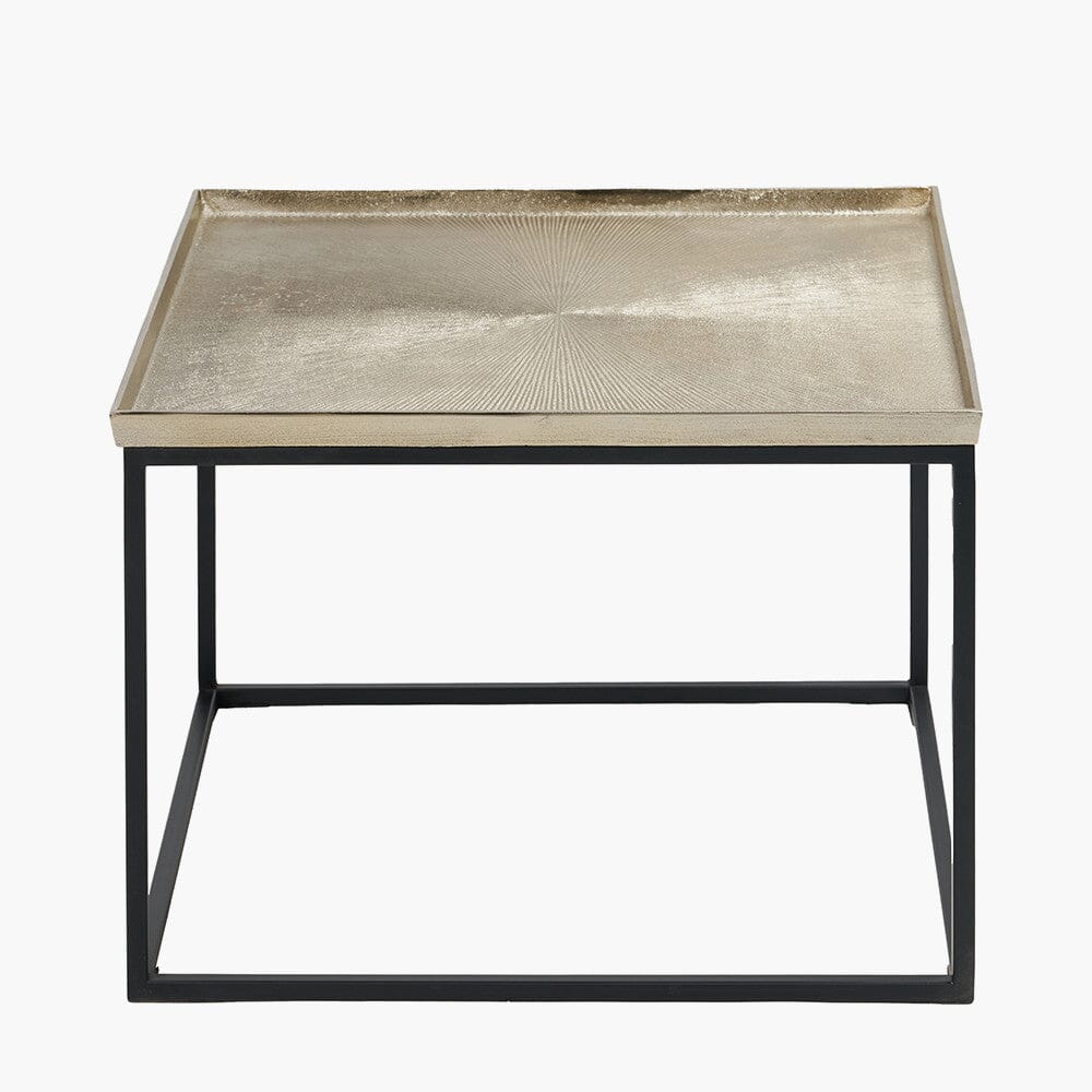 Alonzo Gold & Black Metal Square Coffee Table Furniture