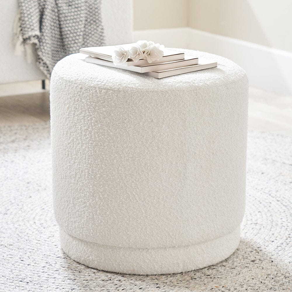 Alora Ivory Boucle Pouffe Furniture