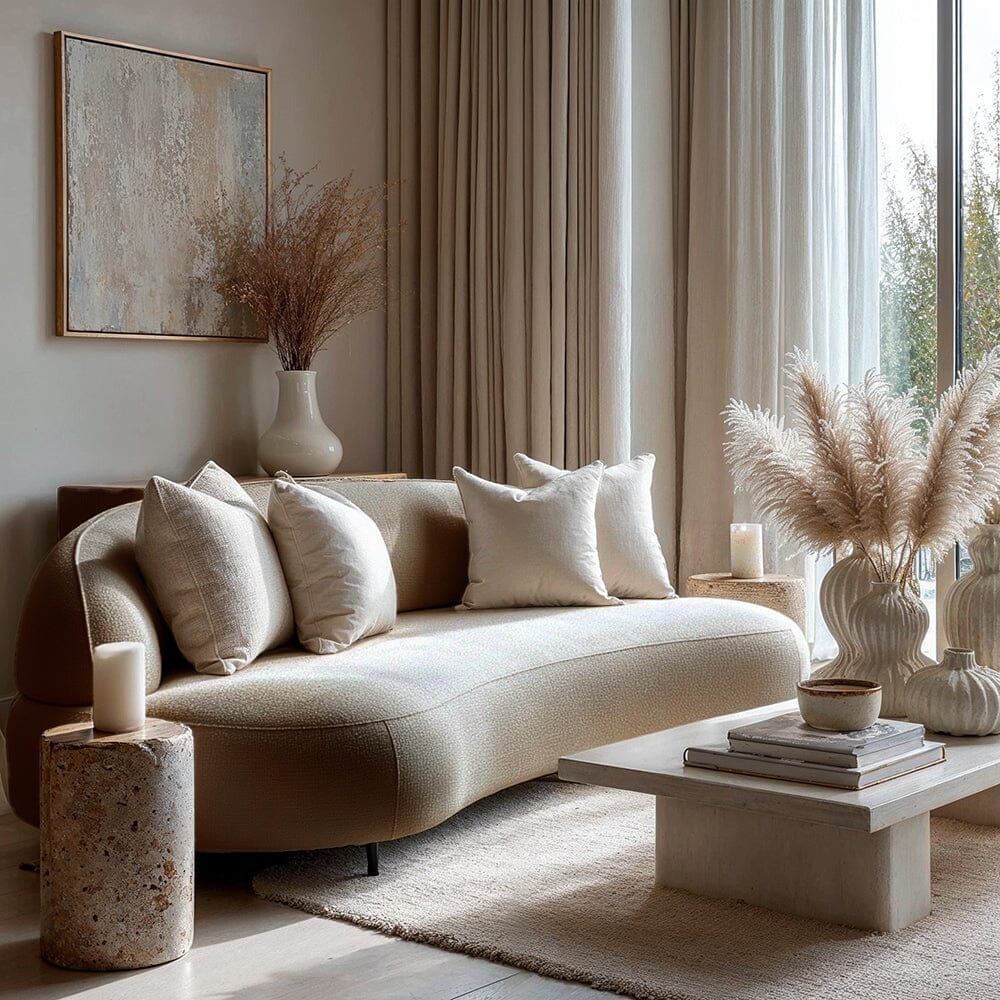 Alva Taupe Curved 3 Seater Sofa Sofa