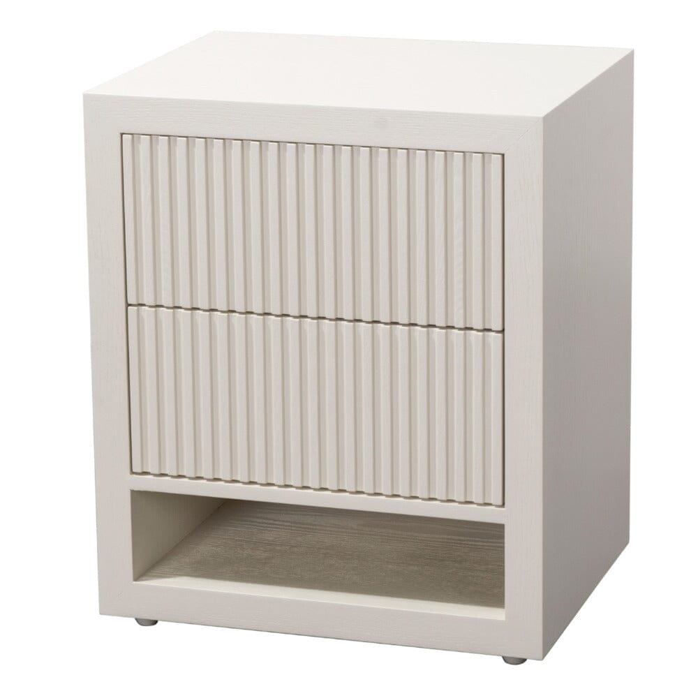 Alviana White Ribbed Bedside Table Furniture