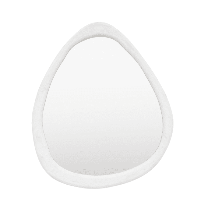 Amina White Concrete Effect Abstract Pebble Mirror Accessories