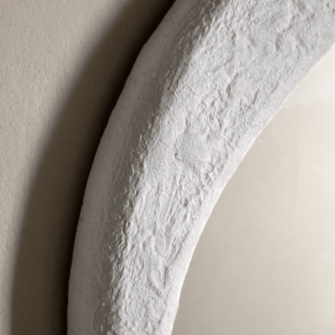 Amina White Concrete Effect Abstract Pebble Mirror Accessories