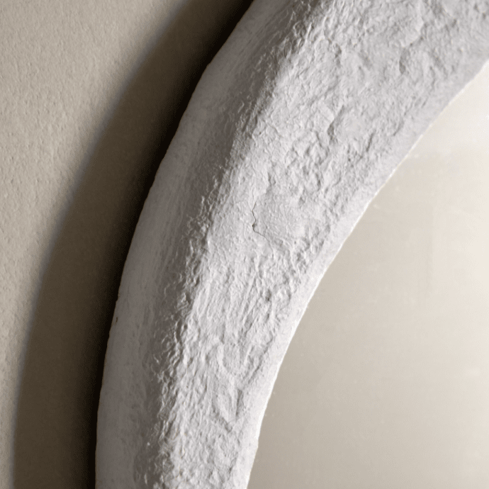 Amina White Concrete Effect Rounded Pebble Mirror Accessories