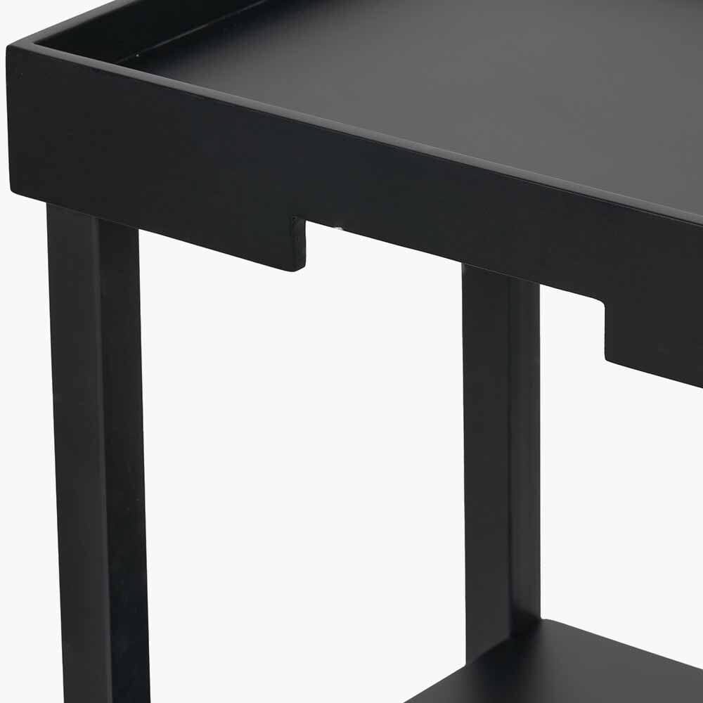 Amiya Black Wood Veneer Square Side Table Furniture