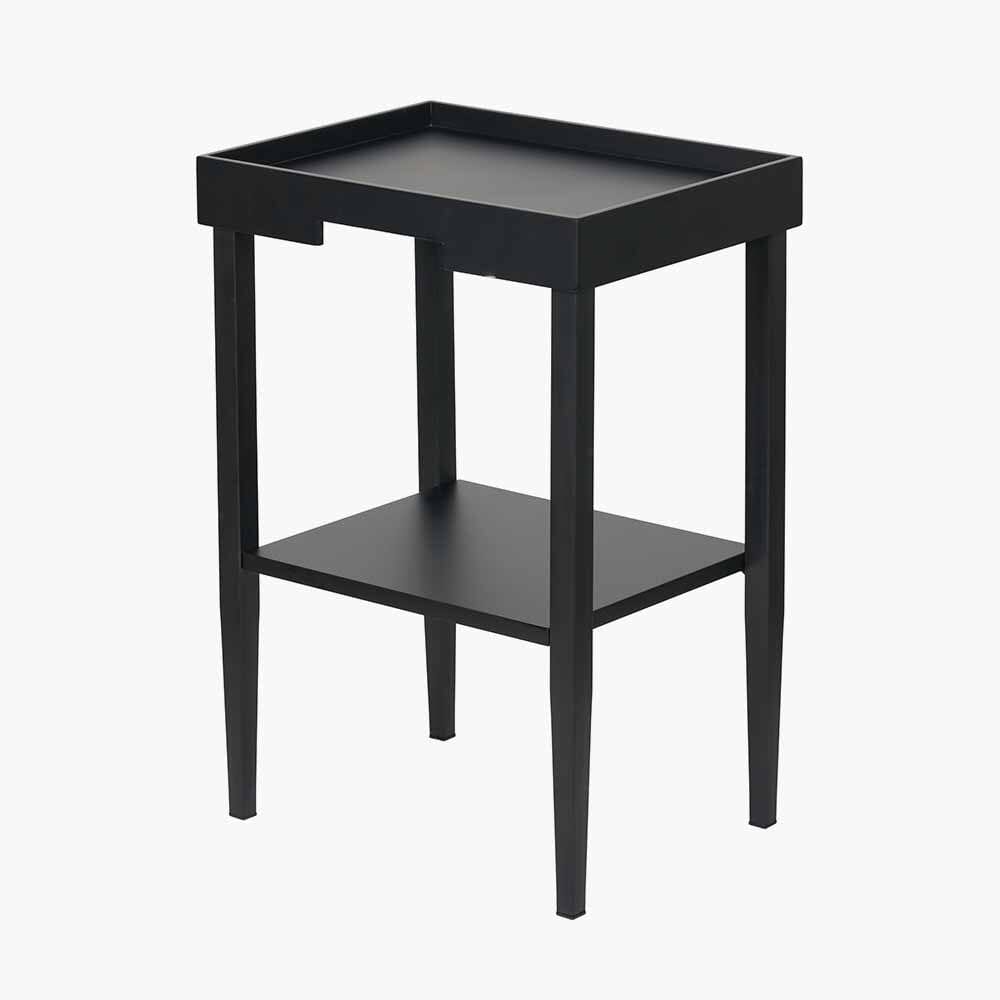 Amiya Black Wood Veneer Square Side Table Furniture