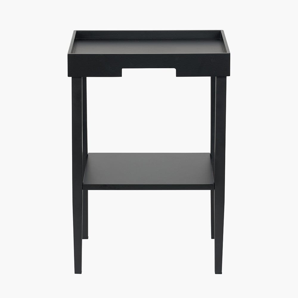 Amiya Black Wood Veneer Square Side Table Furniture