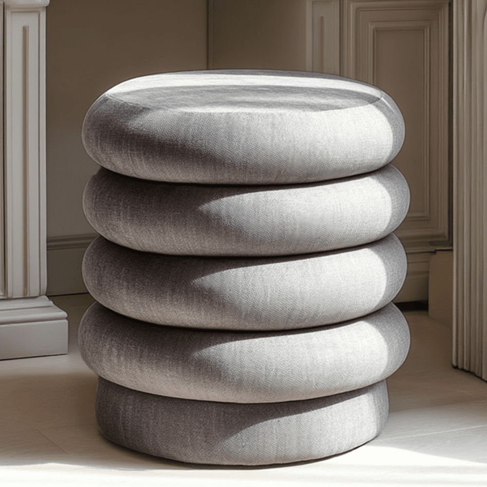 Amreli Curved Grey Upholstered Stool Furniture