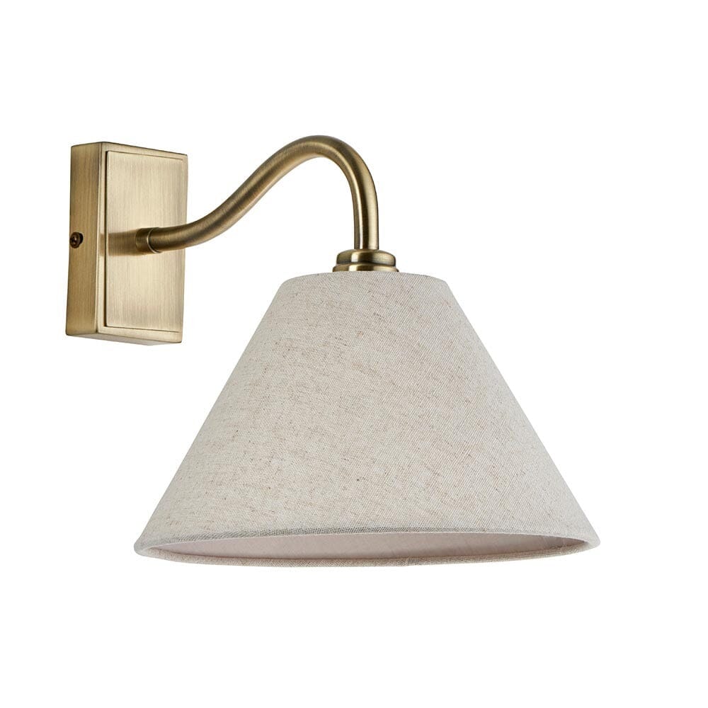 Ana Brushed Brass Wall Light with Linen Shade Lighting