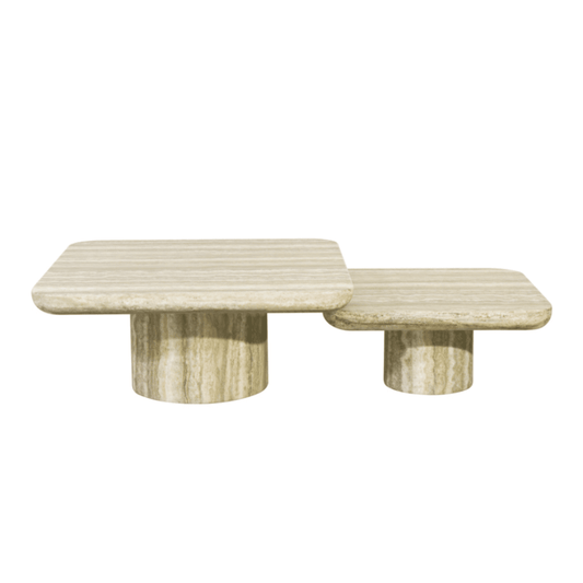Ana Greige Faux Travertine Coffee Tables - Set of 2 Furniture