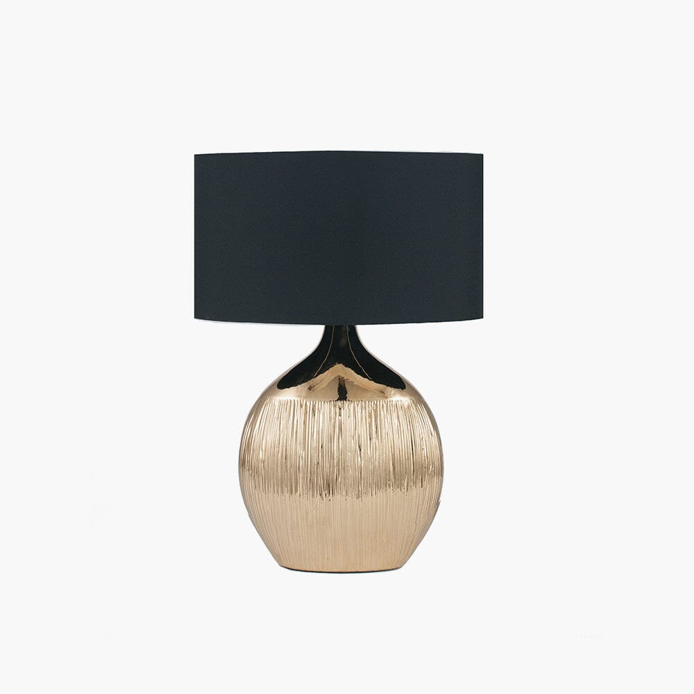 Andros Rounded Gold Table Lamp with Black Shade Lighting